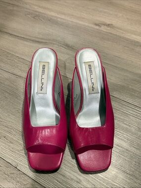 Bellini Hot Pink Open-Toe Square Mule Heels